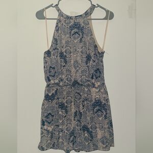 One Clothing Blue and Beige Patterned Romper